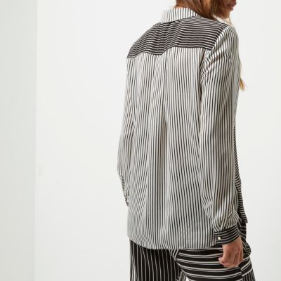 Black and white contrast stripe print shirt